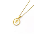 Jewelry wholesale Round 18K Gold Shell Stainless Steel Alphabet Pendant Necklace