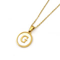 Jewelry wholesale Round 18K Gold Shell Stainless Steel Alphabet Pendant Necklace