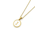Jewelry wholesale Round 18K Gold Shell Stainless Steel Alphabet Pendant Necklace