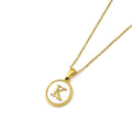 Jewelry wholesale Round 18K Gold Shell Stainless Steel Alphabet Pendant Necklace