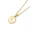 Jewelry wholesale Round 18K Gold Shell Stainless Steel Alphabet Pendant Necklace