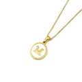Jewelry wholesale Round 18K Gold Shell Stainless Steel Alphabet Pendant Necklace