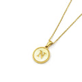 Jewelry wholesale Round 18K Gold Shell Stainless Steel Alphabet Pendant Necklace