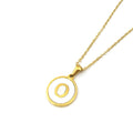 Jewelry wholesale Round 18K Gold Shell Stainless Steel Alphabet Pendant Necklace