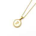 Jewelry wholesale Round 18K Gold Shell Stainless Steel Alphabet Pendant Necklace