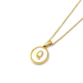Jewelry wholesale Round 18K Gold Shell Stainless Steel Alphabet Pendant Necklace