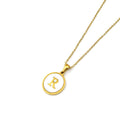 Jewelry wholesale Round 18K Gold Shell Stainless Steel Alphabet Pendant Necklace