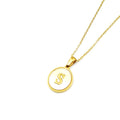 Jewelry wholesale Round 18K Gold Shell Stainless Steel Alphabet Pendant Necklace