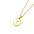 Jewelry wholesale Round 18K Gold Shell Stainless Steel Alphabet Pendant Necklace