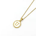 Jewelry wholesale Round 18K Gold Shell Stainless Steel Alphabet Pendant Necklace