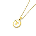 Jewelry wholesale Round 18K Gold Shell Stainless Steel Alphabet Pendant Necklace