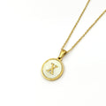 Jewelry wholesale Round 18K Gold Shell Stainless Steel Alphabet Pendant Necklace