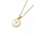Jewelry wholesale Round 18K Gold Shell Stainless Steel Alphabet Pendant Necklace