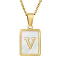 Jewelry wholesale Shell Letter Pendant Stainless Steel Necklace