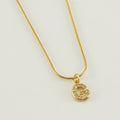 Jewelry wholesale Stainless Steel 26 English Diamonds Small Letter Pendant Snake Chain Necklace