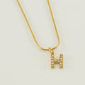 Jewelry wholesale Stainless Steel 26 English Diamonds Small Letter Pendant Snake Chain Necklace