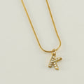 Jewelry wholesale Stainless Steel 26 English Diamonds Small Letter Pendant Snake Chain Necklace