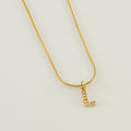 Jewelry wholesale Stainless Steel 26 English Diamonds Small Letter Pendant Snake Chain Necklace