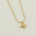 Jewelry wholesale Stainless Steel 26 English Diamonds Small Letter Pendant Snake Chain Necklace