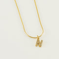 Jewelry wholesale Stainless Steel 26 English Diamonds Small Letter Pendant Snake Chain Necklace