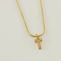 Jewelry wholesale Stainless Steel 26 English Diamonds Small Letter Pendant Snake Chain Necklace