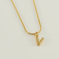 Jewelry wholesale Stainless Steel 26 English Diamonds Small Letter Pendant Snake Chain Necklace