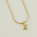 Jewelry wholesale Stainless Steel 26 English Diamonds Small Letter Pendant Snake Chain Necklace