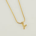 Jewelry wholesale Stainless Steel 26 English Diamonds Small Letter Pendant Snake Chain Necklace