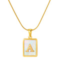 Jewelry wholesale Stainless Steel Snakebone Chain 26 Letter Square Shell Pendant Necklace