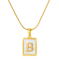 Jewelry wholesale Stainless Steel Snakebone Chain 26 Letter Square Shell Pendant Necklace