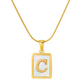 Jewelry wholesale Stainless Steel Snakebone Chain 26 Letter Square Shell Pendant Necklace