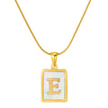 Jewelry wholesale Stainless Steel Snakebone Chain 26 Letter Square Shell Pendant Necklace