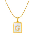 Jewelry wholesale Stainless Steel Snakebone Chain 26 Letter Square Shell Pendant Necklace