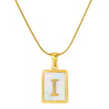 Jewelry wholesale Stainless Steel Snakebone Chain 26 Letter Square Shell Pendant Necklace
