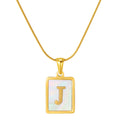 Jewelry wholesale Stainless Steel Snakebone Chain 26 Letter Square Shell Pendant Necklace