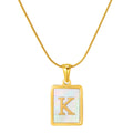 Jewelry wholesale Stainless Steel Snakebone Chain 26 Letter Square Shell Pendant Necklace