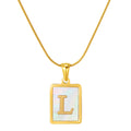 Jewelry wholesale Stainless Steel Snakebone Chain 26 Letter Square Shell Pendant Necklace