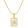 Jewelry wholesale Stainless Steel Snakebone Chain 26 Letter Square Shell Pendant Necklace
