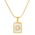 Jewelry wholesale Stainless Steel Snakebone Chain 26 Letter Square Shell Pendant Necklace