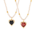 Jewelry wholesale Dainty Stainless Steel Red Black Zircon Heart Pendant Necklaces