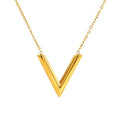 Jewelry wholesale Classic Letter V Stainless Steel Necklace