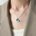 Jewelry wholesale High Quality Jewelry Green&Blue Oil Drip Heart Pendant Necklaces