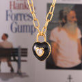 Jewelry wholesale Hyperbole Fine Jewelry Oil Drip Lock Zircon Heart Pendant Necklace