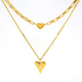 Jewelry wholesale Peplum Gold Heart Double Layered Stainless Steel Necklace
