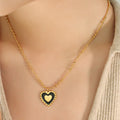 Jewelry wholesale Retro Jewelry Double Side Oil Drip Heart Pendant Beads Chain Necklaces