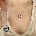 Jewelry wholesale Retro Jewelry Double Side Oil Drip Heart Pendant Beads Chain Necklaces