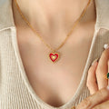 Jewelry wholesale Retro Jewelry Double Side Oil Drip Heart Pendant Beads Chain Necklaces