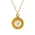 Jewelry wholesale Stainless Steel 18k Gold Sunflower Pearl Necklace