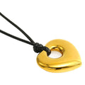 Jewelry wholesale Stainless Steel Necklace with Adjustable 3-D Heart Pendant on Waxed Leather Cord