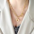 Jewelry wholesale Vintage Fashion Jewelry Heart Pendant Oval Link OT Chain Necklaces
